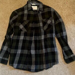 Eddie Bauer Black and Green Plaid Shirt